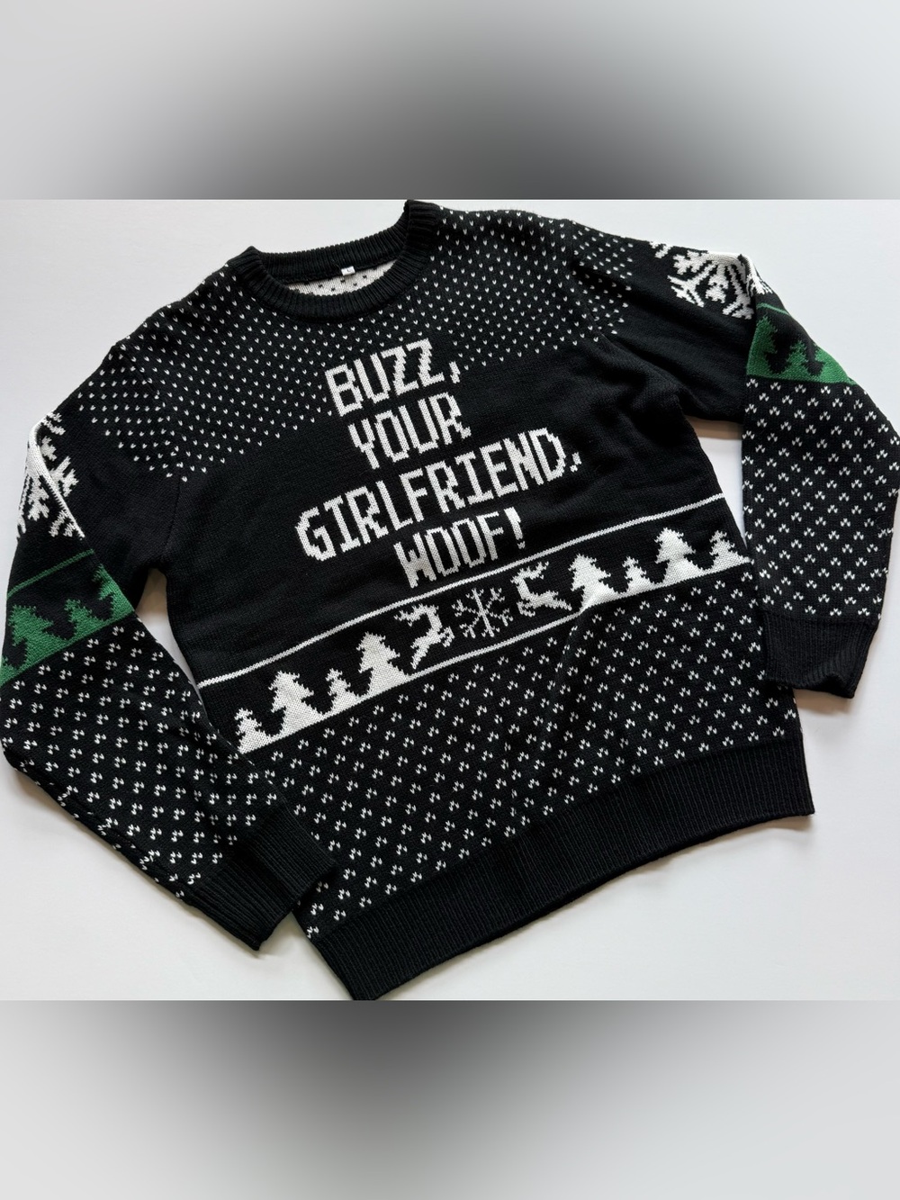 Costume Agent Men’s L Buzz Your Girlfriend Woof Christmas Sweater Black Movie